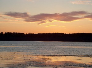 Sunset over Mauthe Lake from our campsite in Kettle Moraine
