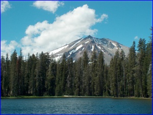 Lassen Peak over Summit Lake
