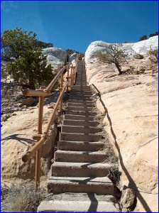 Concrete staircase leading to the ruins in El Morro