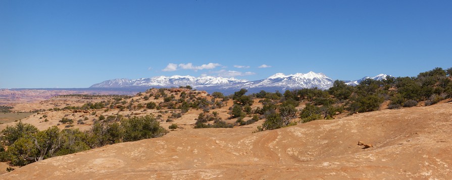 Along the Rock Ledge towards the La Sals Along the Rock Ledge towards the La Sals