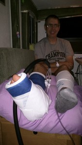 Sterling plugged into the compression machine