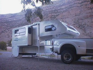 The camper detached from the truck