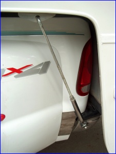 Our left rear tiedown, complete with bent bumper